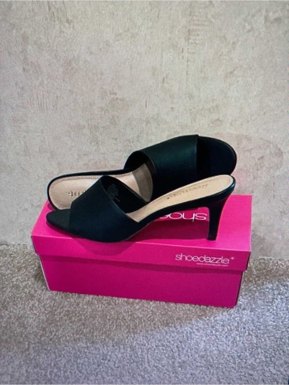 Shoedazzle Black Open-Toe Slip-On Heels